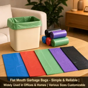 ODM OEM Household Products Flat Mouth Handheld Continuous Roll MLLDPE Trash Bag for Office