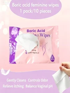 OEM 10 Pcs Boric Acid Feminine Wipes Gentle Private Cleansing Wipes Odor Control PH Balanced Intimate Care Wet Wipes