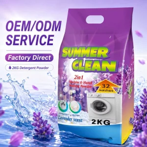 OEM 2kg High-Foam Washing Powder Laundry Detergent, Long-Lasting Formula, En Poudre