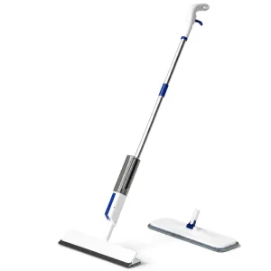 OEM 3-in-1 Water Spray Microfiber Mop with Rubber Scraper and Replaceable Heads for Floor and Glass Cleaning