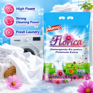 OEM 4Kg High Quality Eco Friendly Soap Whitening Stain Remover Safe Gentle on Skin Concentrate Portable Washing Powder Detergent