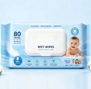 OEM 80pcs Disposable Baby Wet Wipes Alcohol Free Pure Water Sensitive Skin Care Cleaning Wipes