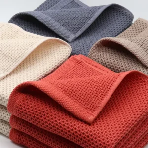 OEM Absorbent Cotton Waffle Weave Lint-free Soft Lightweight Super Absorbent Square Fast Drying Honeycomb Towel