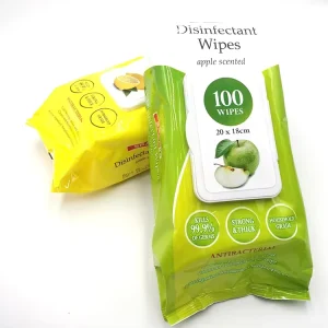 OEM Antibacterial Disinfecting Cleaning Wet Wipes 100ct with Top Lid Non-Woven 18x20cm for Household Hand Use