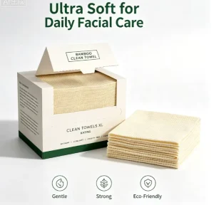OEM Bamboo Makeup Removal Wipes 100% Natural Fiber Disposable Face Towel Hypoallergenic Made in China for Beauty Salons Skincare
