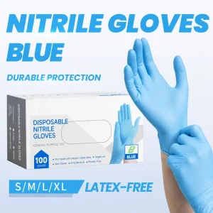 OEM Blue Disposable Nitrile Gloves Powder Free Single Use Gloves for Household Cleaning