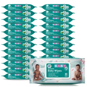 OEM Custom Biodegradable Soft Eco friendly Baby Cleansing Wet Wipes Spunlace Non woven 80pcs Tender Skin Baby