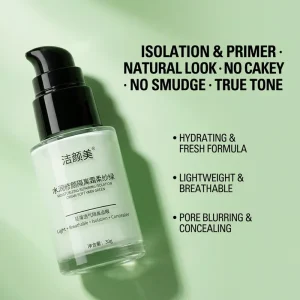 OEM Custom Brightening Green Color Mineral Makeup Base Isolation Cream Liquid Foundation with Sunscreen Full Coverage