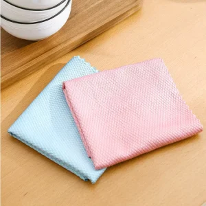 OEM Custom Fish Scale Microfiber Glass Cleaning Towel Quick Dry Polishing Cloth Lint Free Household Car Window Wiping Rag