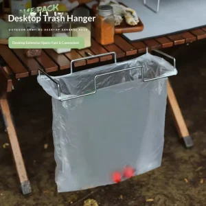 OEM Custom Stainless Steel Foldable Trash Bag Hanger Clip Camping Outdoor Picnic BBQ Household