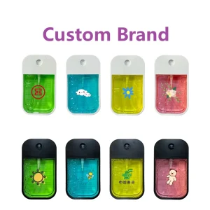 OEM Customizable Colorful Logo Small Touch Sea Land Hydrating Hand Wash Liquid Power Mist 30ml Mini Hand Sanitizing Spray