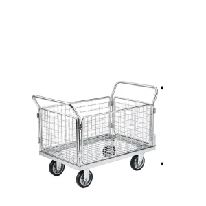 OEM Customizable Folding Steel Mesh Trolley Heavy Duty Industrial Warehouse Platform Cart