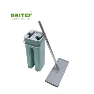 OEM Customized Microfiber Water Cleaning Bucket Mop 360 Rotating Flat Mop Easy Household Cleaning Foldable Steel Pole Bucket Set