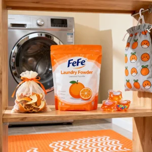 OEM Disposable Eco-Friendly Super Bright Orange Washing Detergent Powder Stain Remover Fragrant Clothes Direct