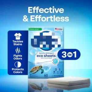 OEM Eco Friendly Laundry Detergent Sheets Professional Strength Stain Odor Removal Color Protection Custom Fragrance 30 Count