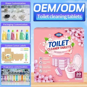 OEM Eco-Friendly Solid 20-Count Toilet Cleaner Tablets, Cherry Blossom Rose Scent