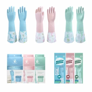 OEM Manufacturer Custom Reusable Latex Gloves Lining 10 Colors Waterproof Anti Slip Durable 42cm Kitchen Bathroom Cleaning