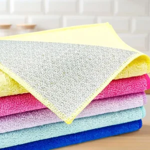 OEM Natural Viscose Dish Towel 30*27cm Double Layer Kitchen Cleaning Cloths Non Stick Oil Easy Cleaning Model C-022