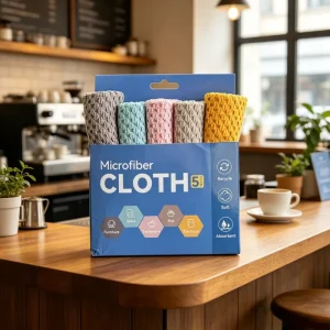 OEM Non Scratch Absorbent Kitchen Dish Cloth Lint Free Microfiber Coffee Beans Pattern Towel Suitable for Multiple Scenarios