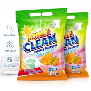 OEM ODM 1kg Eco Friendly Laundry Detergent Powder Stain Remover Camellia Scent Fabric Care