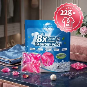 OEM ODM 4in1 Eco Friendly Disposable Large Perfume Laundry Pods Free Sample 8X Stain Remover No Fluorescent Hypoallergenic