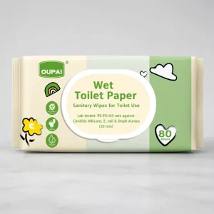 OEM ODM 80 Sheets Wet Toilet Paper Toilet Sanitary Wet Wipes 99.9% Germ Kill Lab Tested Flushable Antibacterial Wet Wipes