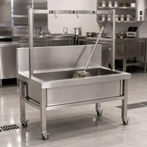 OEM & ODM Available 304 201 Commercial Mobile Mop Washing Pool Stainless Steel Trolley for Hotel