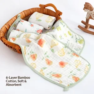 OEM ODM Bamboo Cotton 6 Ply Gauze Baby Washcloth 25x50cm Breathable Burp Cloth Custom Logo Color Size Factory