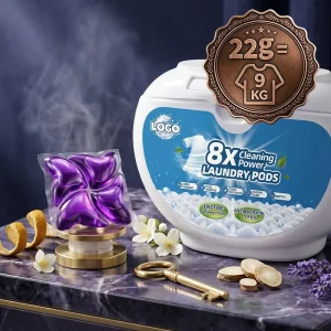 OEM ODM Custom 22g Big Size Luxury Perfume Deep Stain Remover No Residue Eco Friendly Laundry Liquid Pods for Family Laundry