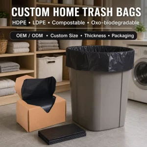 OEM ODM Custom Large Durable Extra-Thick Flat Trash Bags Multiple Materials Private Label