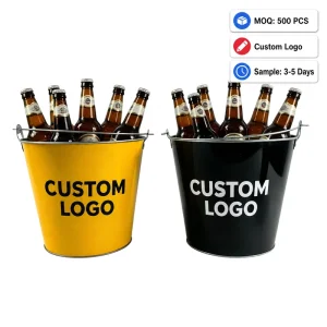 OEM ODM Custom Logo Large 8L 10L 15L Metal Galvanized Ice Bucket Tin Beer Bucket