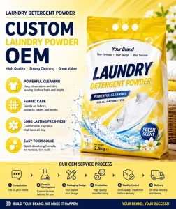 OEM ODM Detergent Powder 10g-10kg Sachet Supports Custom Brand Obtained ISO Halal and SGS Certification