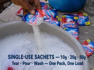 OEM ODM Label Detergent Powder 30g 250g Blue Speckles High Foam Bulk Factory Custom Brand Halal ISO Certified