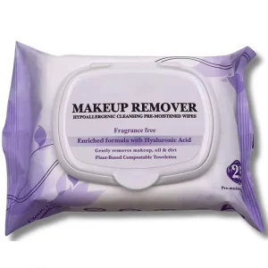 OEM ODM Portable 25pcs Plant Based Compostable Towelettes Gently Removes Makeup Oil Dirt Private Label Facial Cleansing Wipes