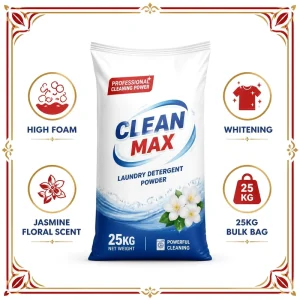 OEM ODM Private Label 25kg Natural Whitening Jasmine Scent Laundry Detergent Powder Bulk Bags for Global Market