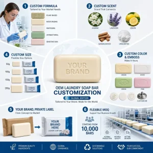 OEM ODM Private Label Laundry Soap Bar 100g 200g 500g 1kg Bulk Factory Custom Brand ISO Halal SGS Certified