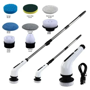OEM/ODM Waterproof Cordless Electric Spin Scrubber with 360° Brush Head and Long Handle