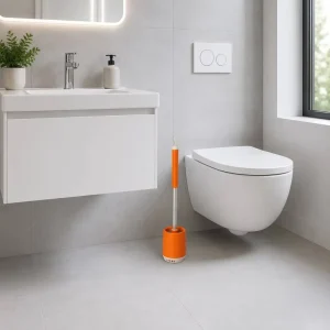 OEM PP Single-Head Toilet Brush Set with Aluminum Alloy Long Handle and Ventilated Base