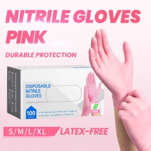 OEM Pink Disposable Nitrile Gloves Powder Free Single Use Gloves for Household Cleaning