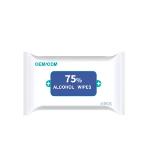 OEM Portable 75% Alcohol Wipes 10 Pcs Travel Size Disinfecting Sanitizing Wipes Hand Mouth Antibacterial Wet Wipes