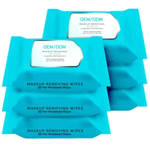 OEM Private Label Disposable Pre Moistened Facial Cleansing Wipes Gentle Skin Care Makeup Remover Wipes 30 Counts