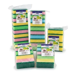 OEM Rectangle Sponge Scouring Pad Colorful Scrubber for Pot Stove and Dish Washing Kitchen Cleaning Supplies