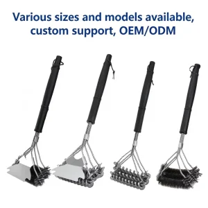 OEM Stainless Steel Grill Brush With Scraper Wire Bristle Barbecue BBQ Cleaner Outdoor Kitchen Accessories