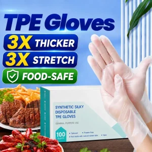 OEM TPE Disposable Gloves Food Grade Powder-Free Latex-Free 100pcs Box for Household Cleaning and Food Handling