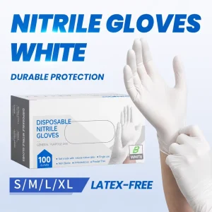 OEM White Disposable Nitrile Gloves Powder Free Latex Free Household Cleaning Protective Gloves