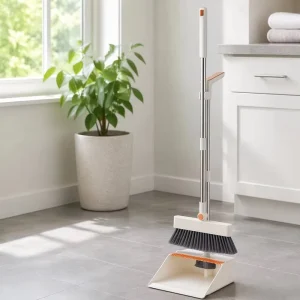 OEM Windproof 3 in 1 Dustpan Wiper Kit Stainless Steel PP Plastic Bristles Easy Cleaning Pet Friendly MOQ 500