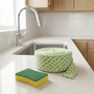 OEM&ODM High Absorbent Semi Finished Kitchen Sponge Cloth Roll