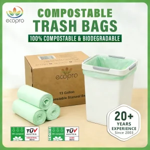 OK Compost TUV HOME Industrial Compostable Biodegradable Waste Bin Garbage Trash Bags for Kitchen Waste Collect
