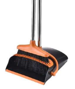 OKKiHOME Commercial Use Heavy Duty Broom and Dustpan Set Dust Pans with Long Extensible Handle Adjust Height