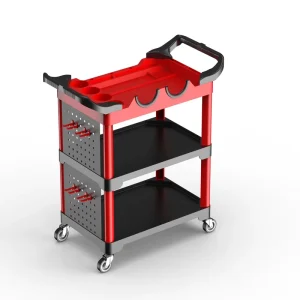 Oem Factory Auto Repair Shop Tool Cart Trolley Flexible 3 Shelf PP Material ESD Protection Black Car Detailing Cart